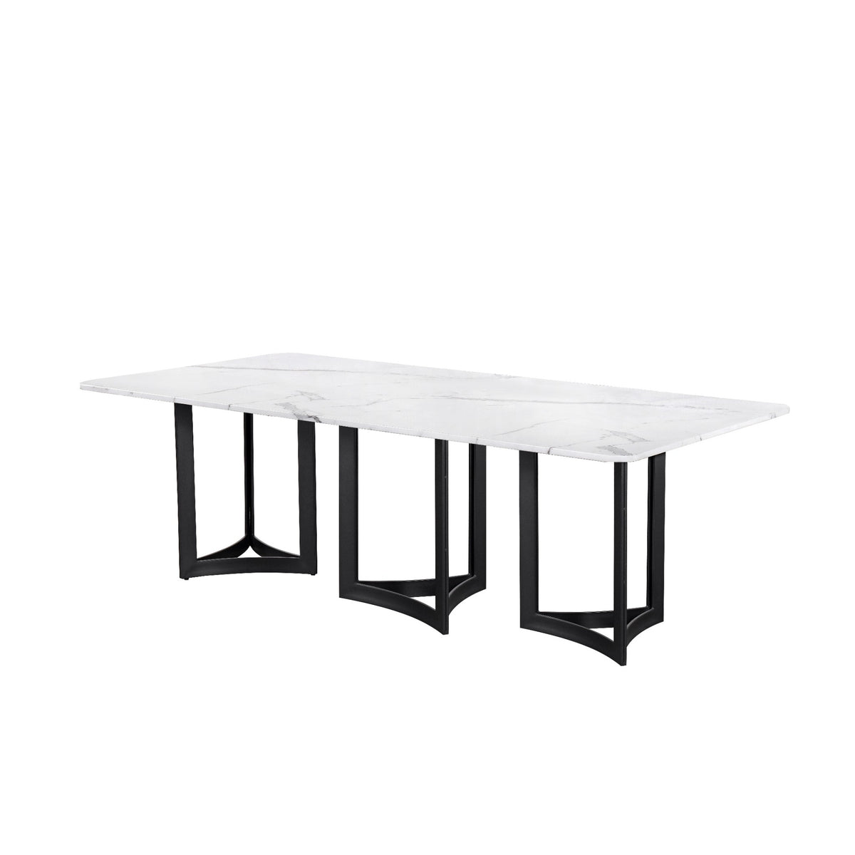 Alexa Dining Table Black Base and 240 CM White Marble