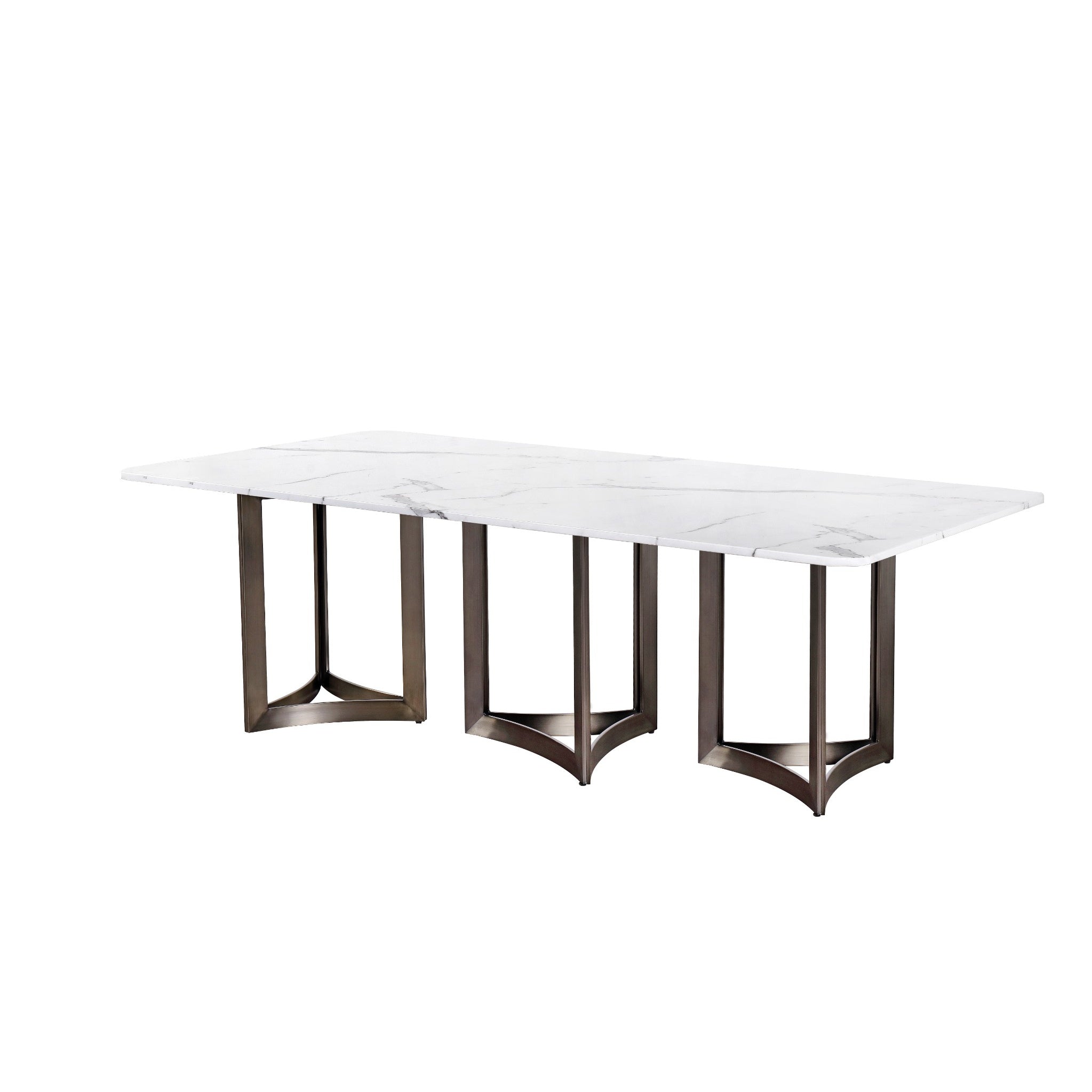 Alexa Dining Table Bronze Base and 240 CM White Marble