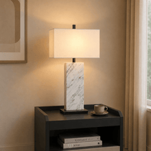 Luma Stone Marbled Linen Table Lamp