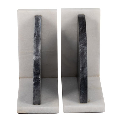 MARBLE,S/2 6"H,ROUNDED BOOKENDS,BLACK/WHITE - Al Rugaib Furniture