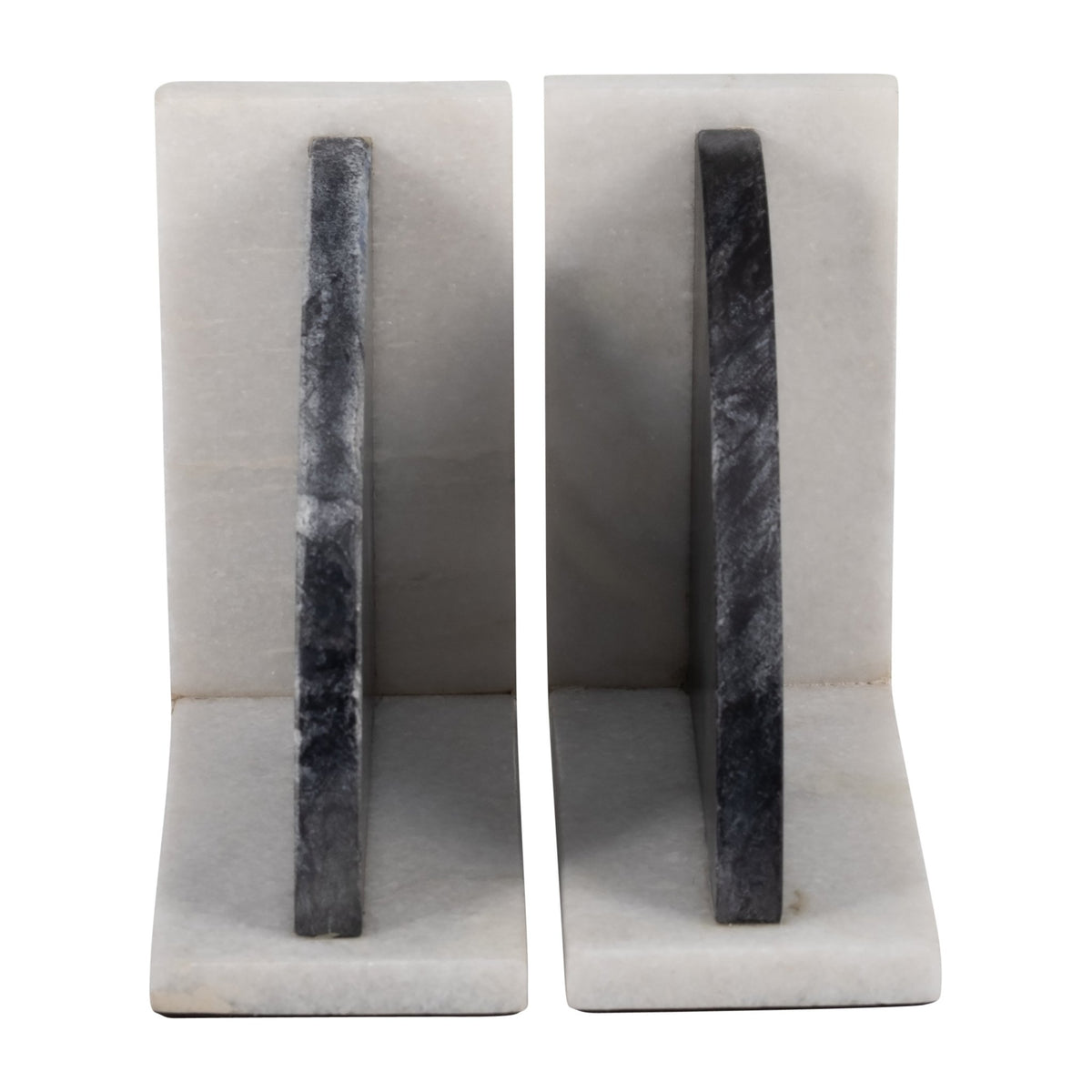 MARBLE,S/2 6"H,ROUNDED BOOKENDS,BLACK/WHITE Table Decors| Sagebrook Home