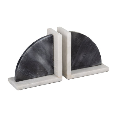MARBLE,S/2 6"H,ROUNDED BOOKENDS,BLACK/WHITE - Al Rugaib Furniture