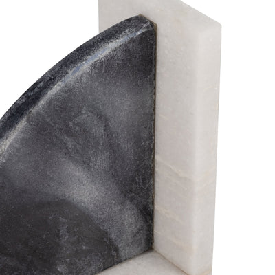 MARBLE,S/2 6"H,ROUNDED BOOKENDS,BLACK/WHITE - Al Rugaib Furniture