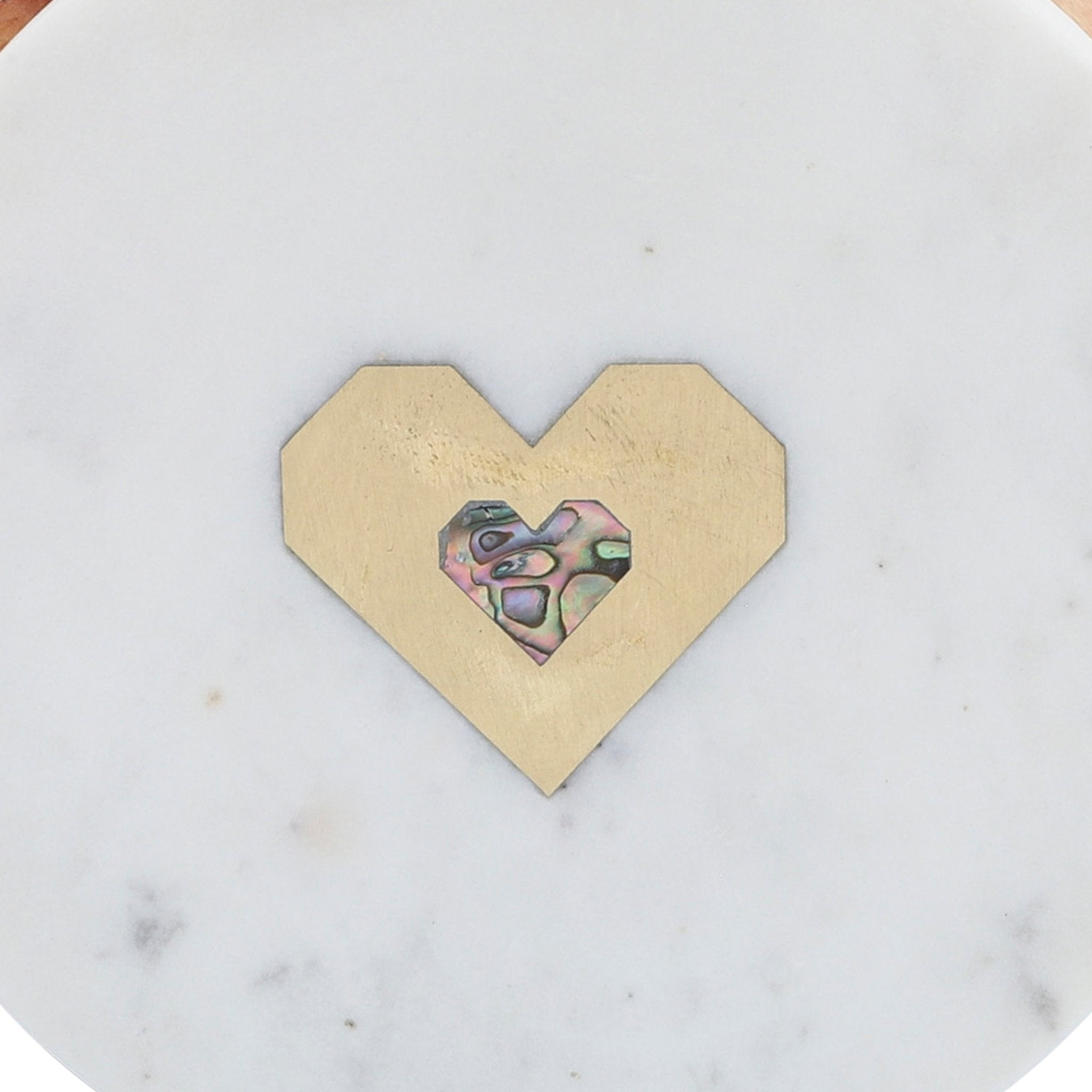 MARBLE/WOOD, 5X5 ROUND BOX-HEART, WHITE Box| Sagebrook Home