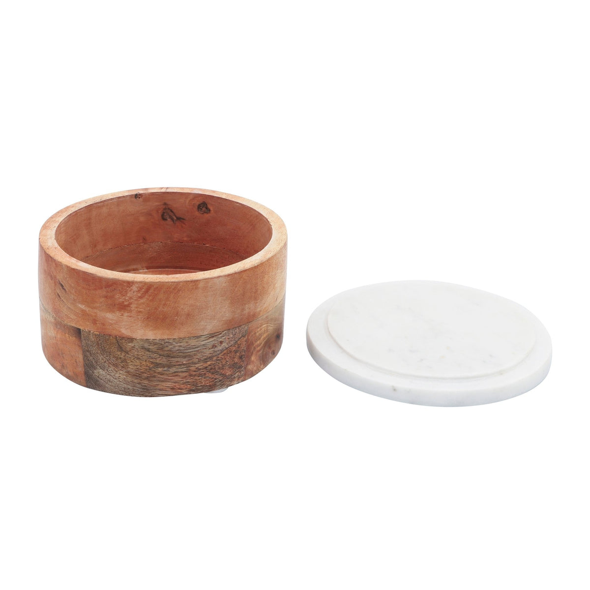 MARBLE/WOOD, 5X5 ROUND BOX-HEART, WHITE Box| Sagebrook Home