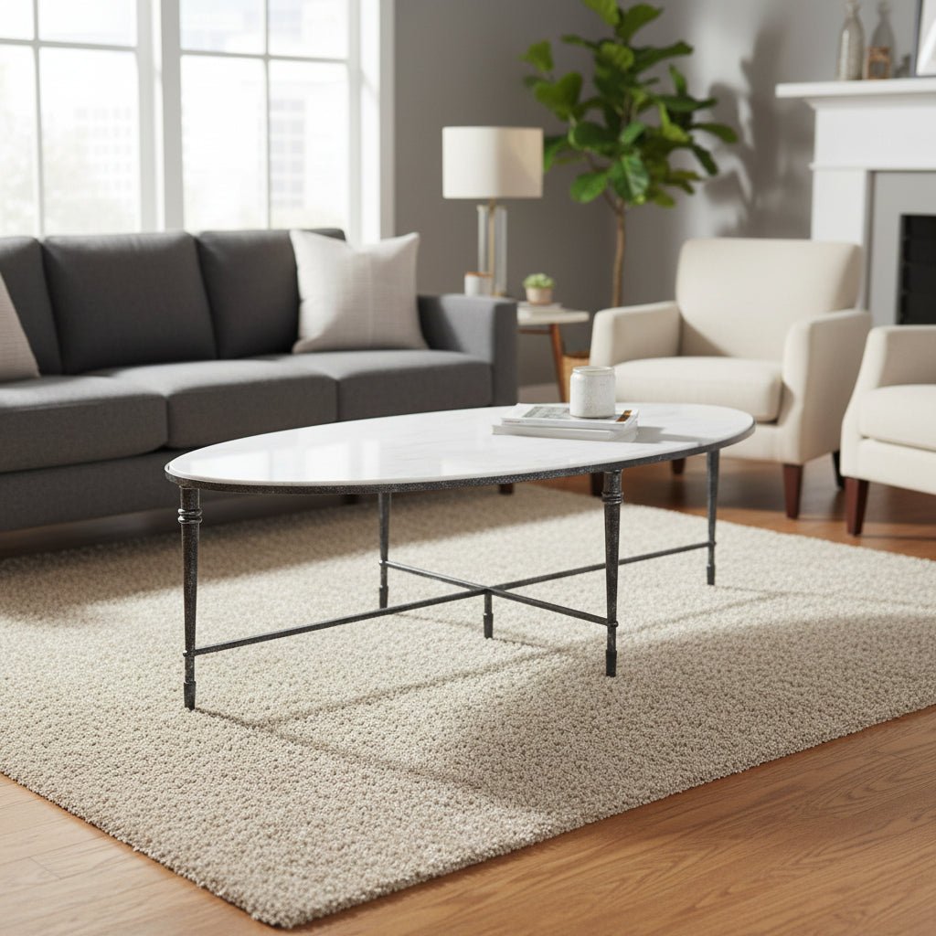 Marcellia Black Oval Coffee Table Coffee Tables| AlRugaib Furniture