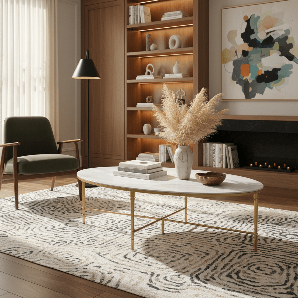 Marcellia Gold Oval Coffee Table Coffee Tables| AlRugaib Furniture