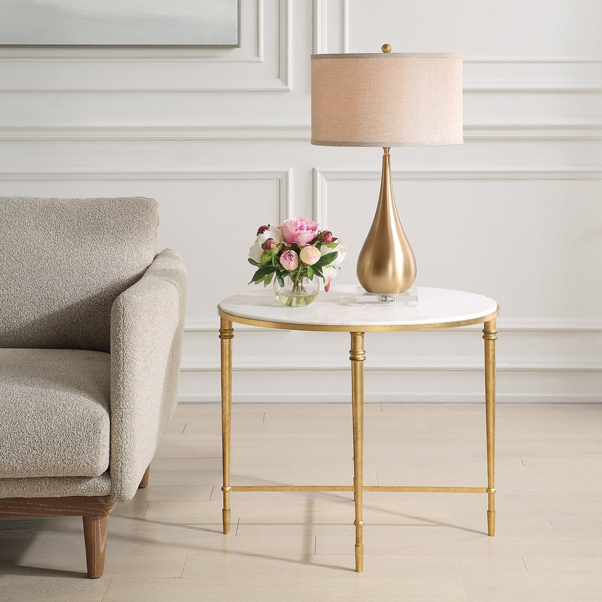 Marcellia Gold Oval End Table Accent & End Tables| AlRugaib Furniture
