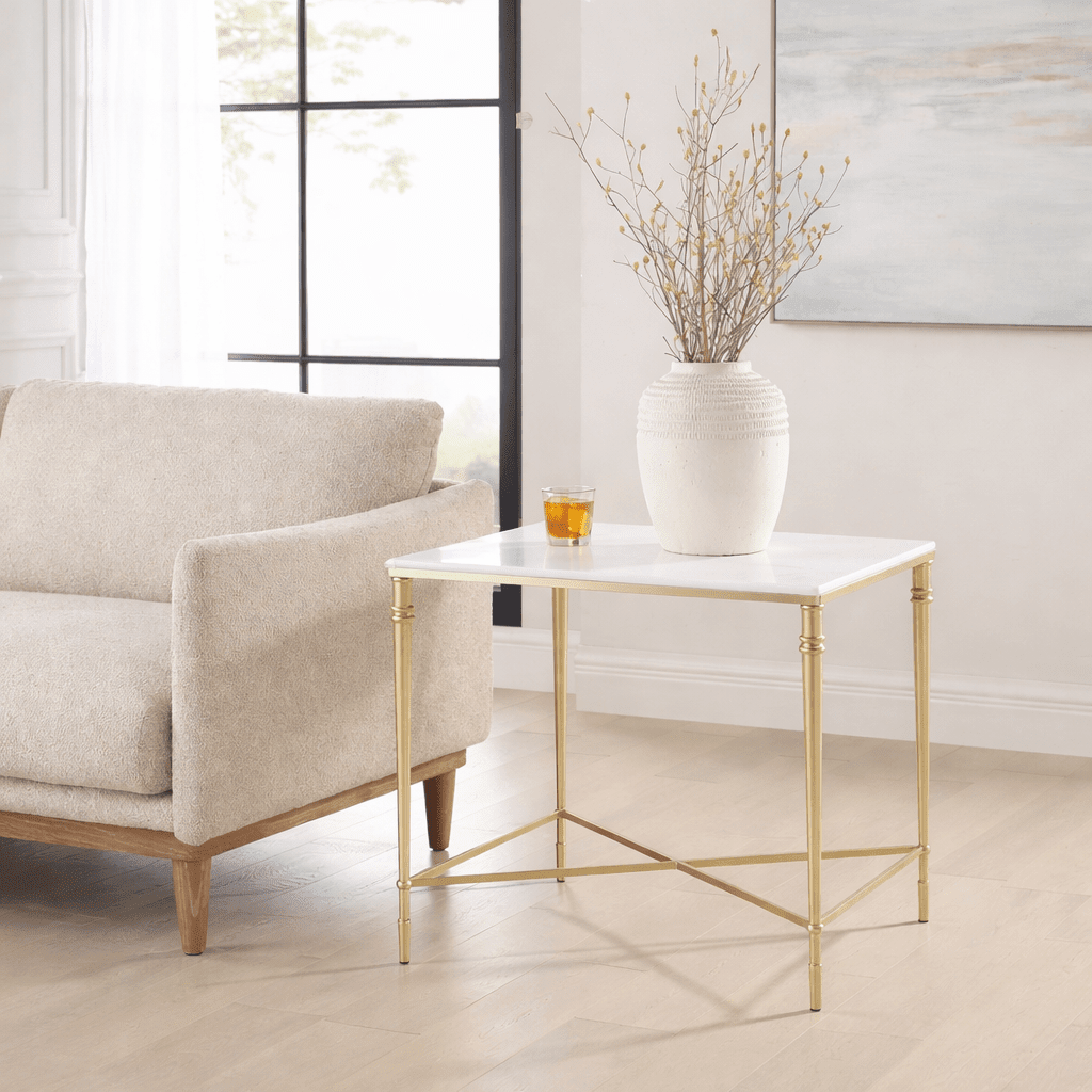 Marcellia Gold Rectangular End Table Accent & End Tables| AlRugaib Furniture