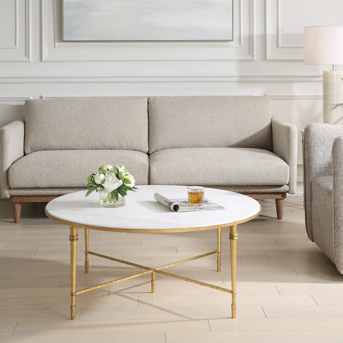 Marcellia Gold Round Coffee Table Coffee Tables| AlRugaib Furniture