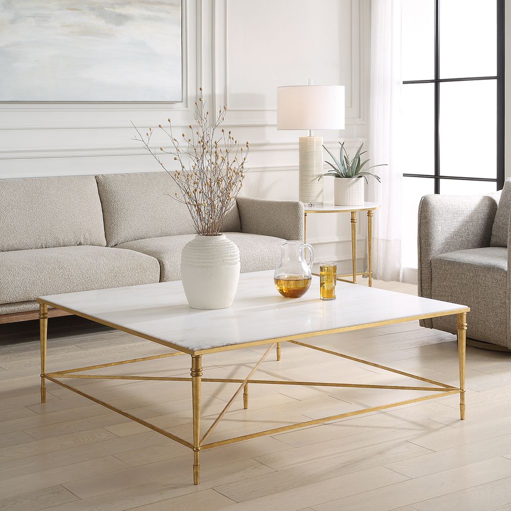 Marcellia Gold Square Coffee Table Coffee Tables| AlRugaib Furniture