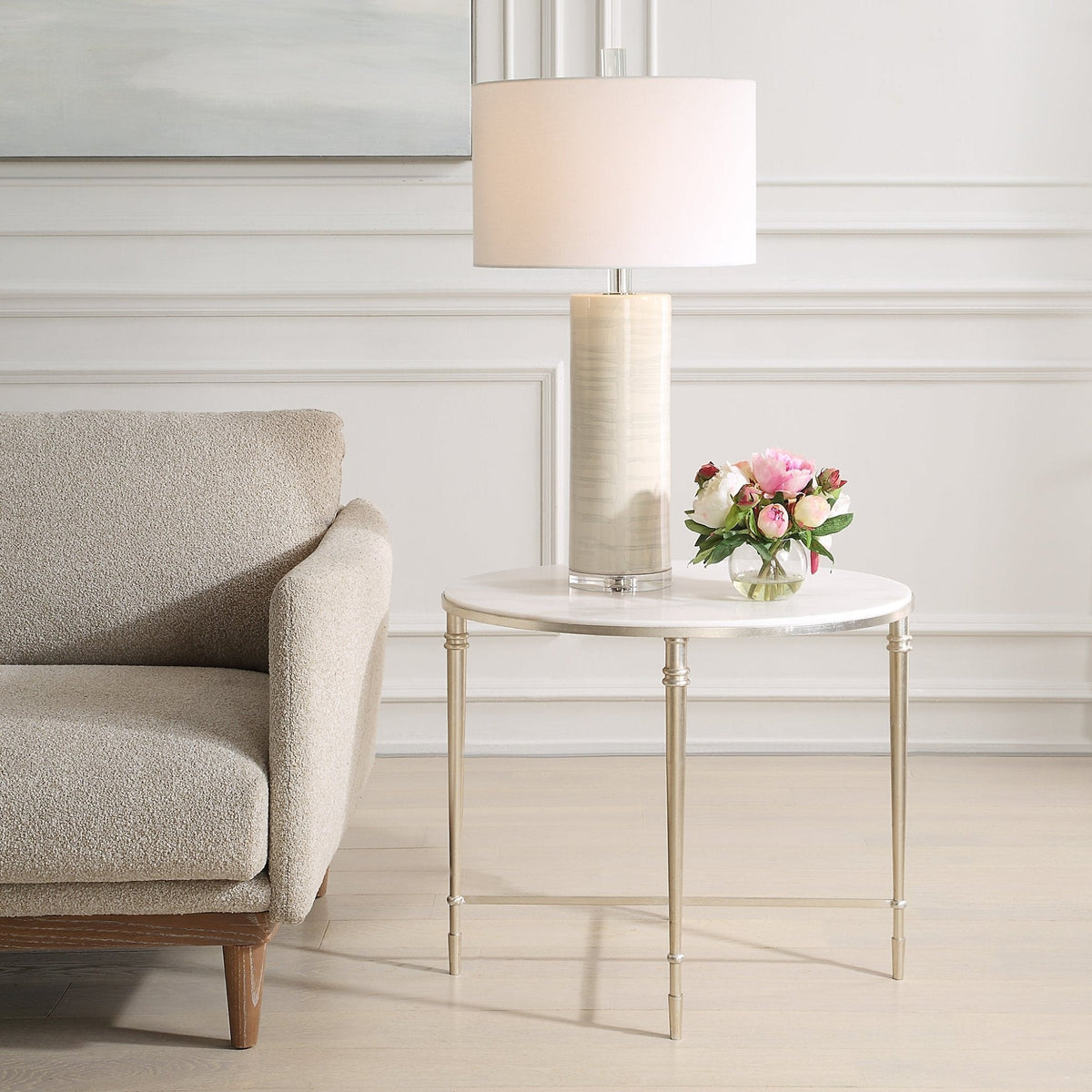 Marcellia Silver Oval End Table Accent & End Tables| AlRugaib Furniture