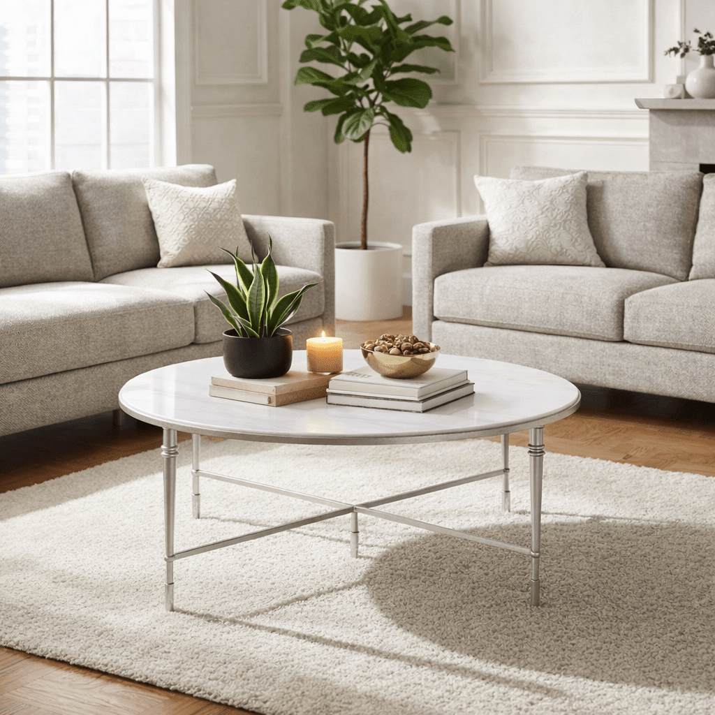 Marcellia Silver Round Coffee Table Coffee Tables| AlRugaib Furniture