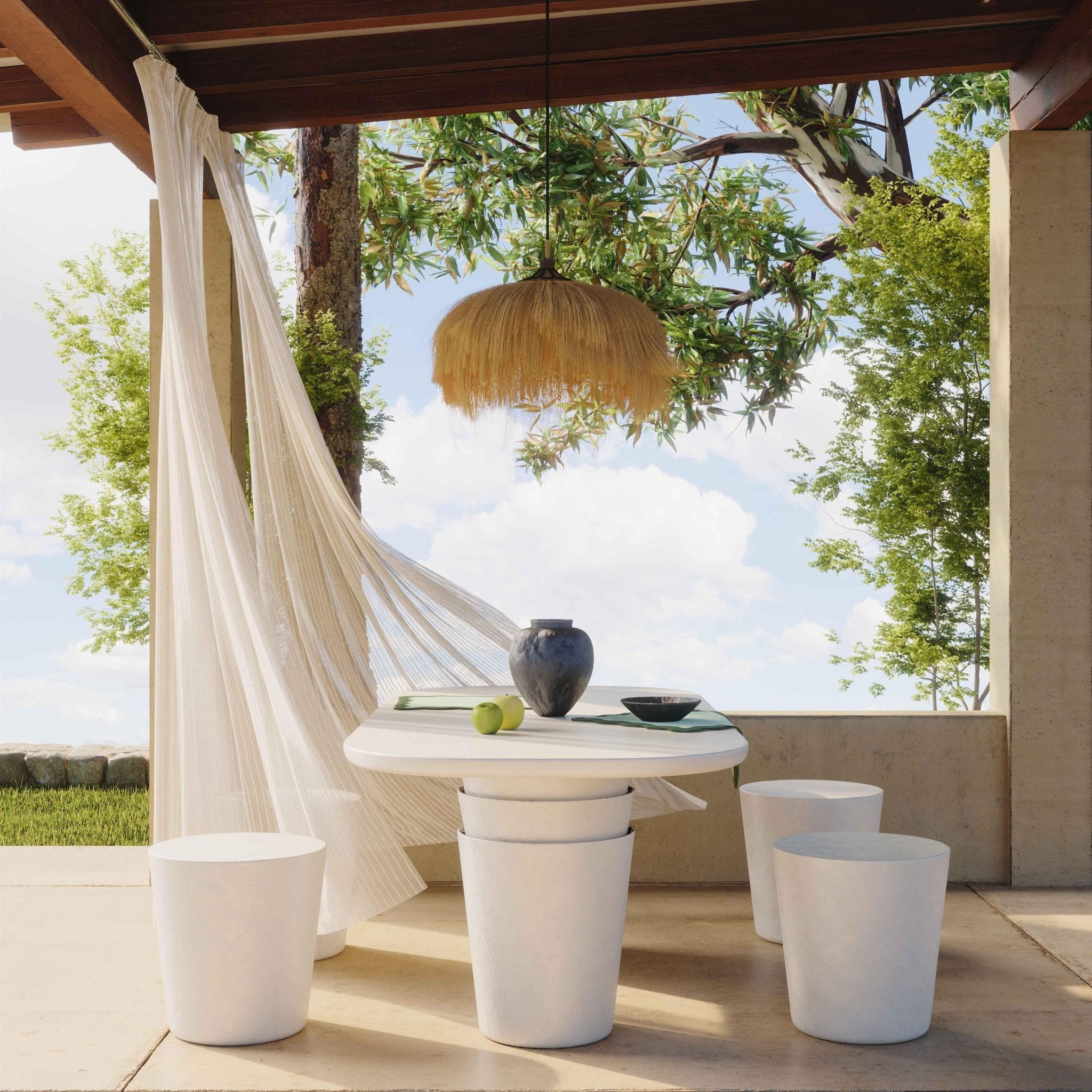 Margot Light Grey Faux Plaster Indoor / Outdoor Concrete Stool Consoles & Sideboards| TOV