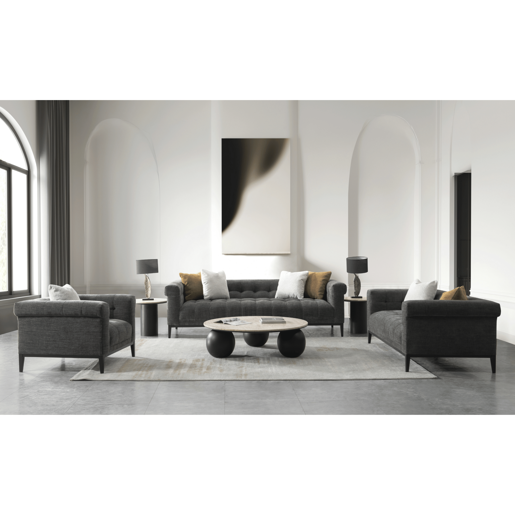 María Charcoal Sofa Set Living Room Sets| Roots Furniture