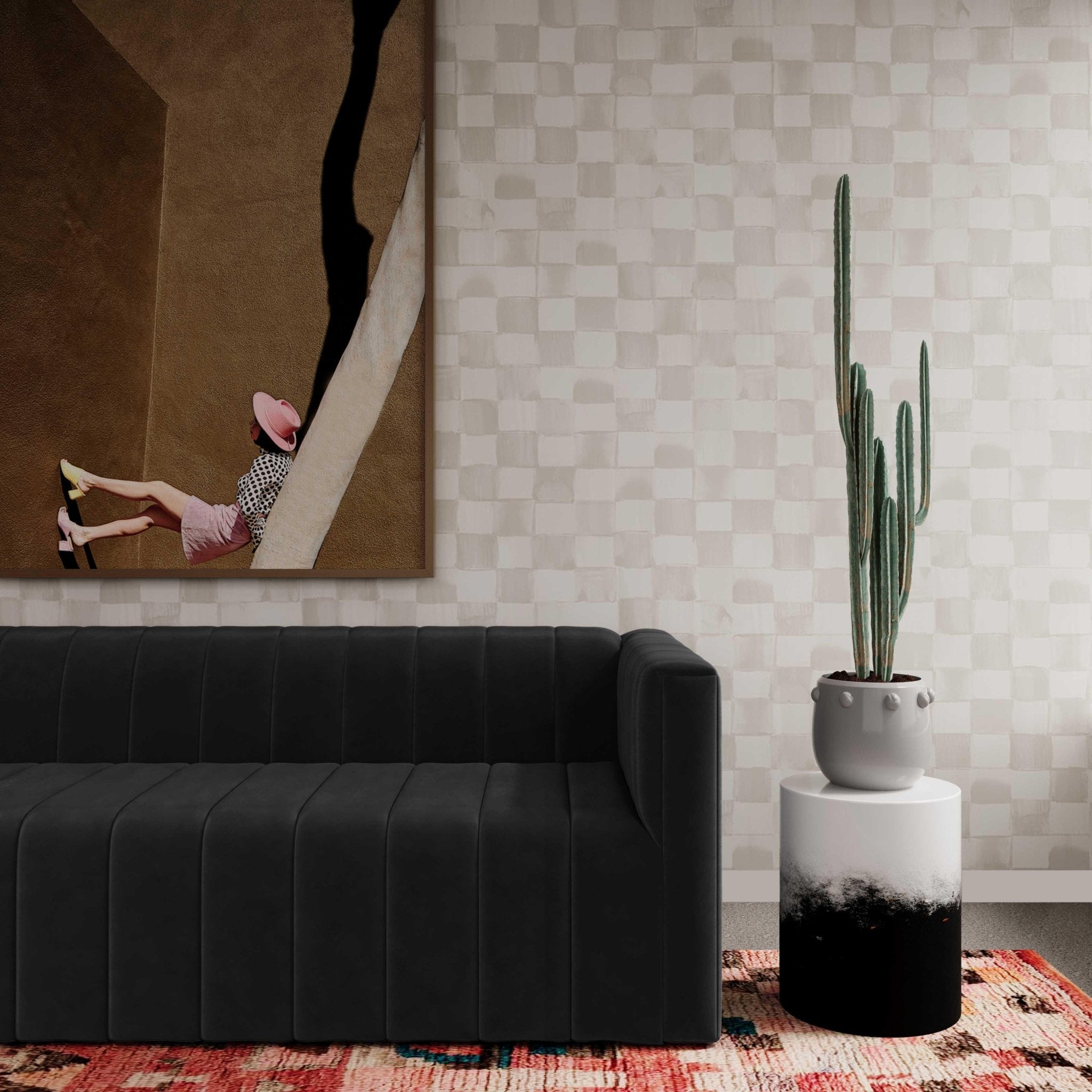 Matra Black and White Side Table End Tables| TOV