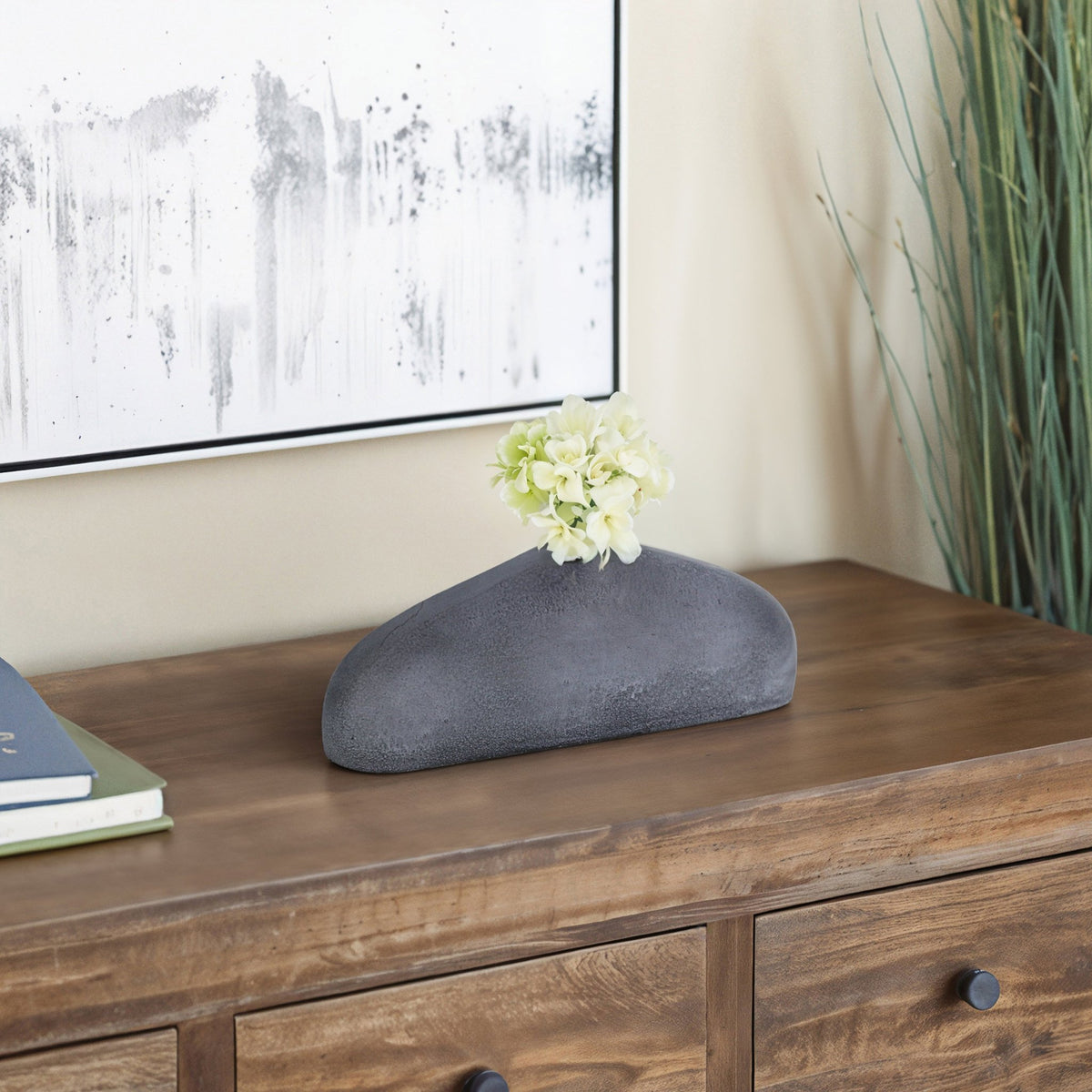 12" MAUER SLEEK METAL GRAY VASE Vases and Jars| Sagebrook Home