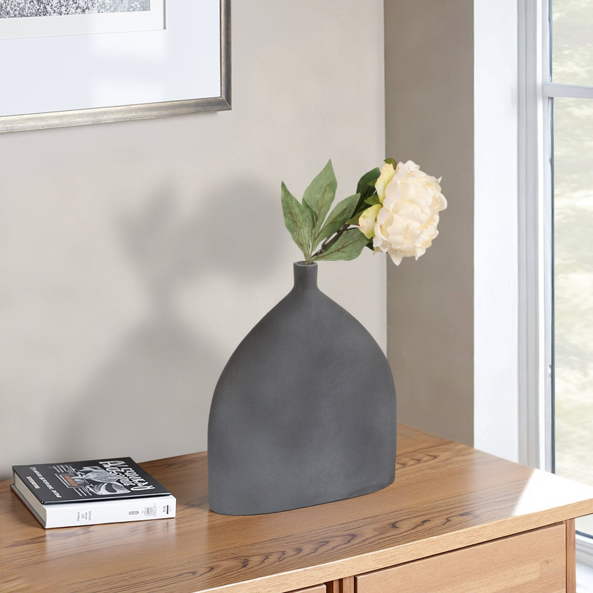 12" MAUER SLEEK METAL GRAY VASE Vases and Jars| Sagebrook Home