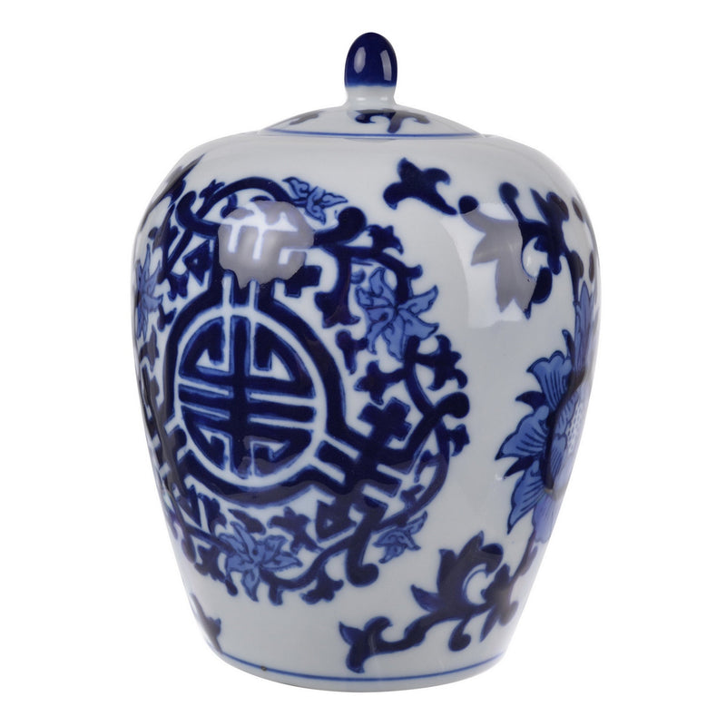 MEERA BLUE - AND - WHITE LIDDED JAR - Al Rugaib Furniture