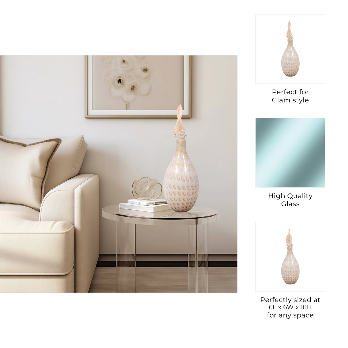MEIRA LEAF TOPPER GLASS BOTTLE Vases and Jars| Sagebrook Home