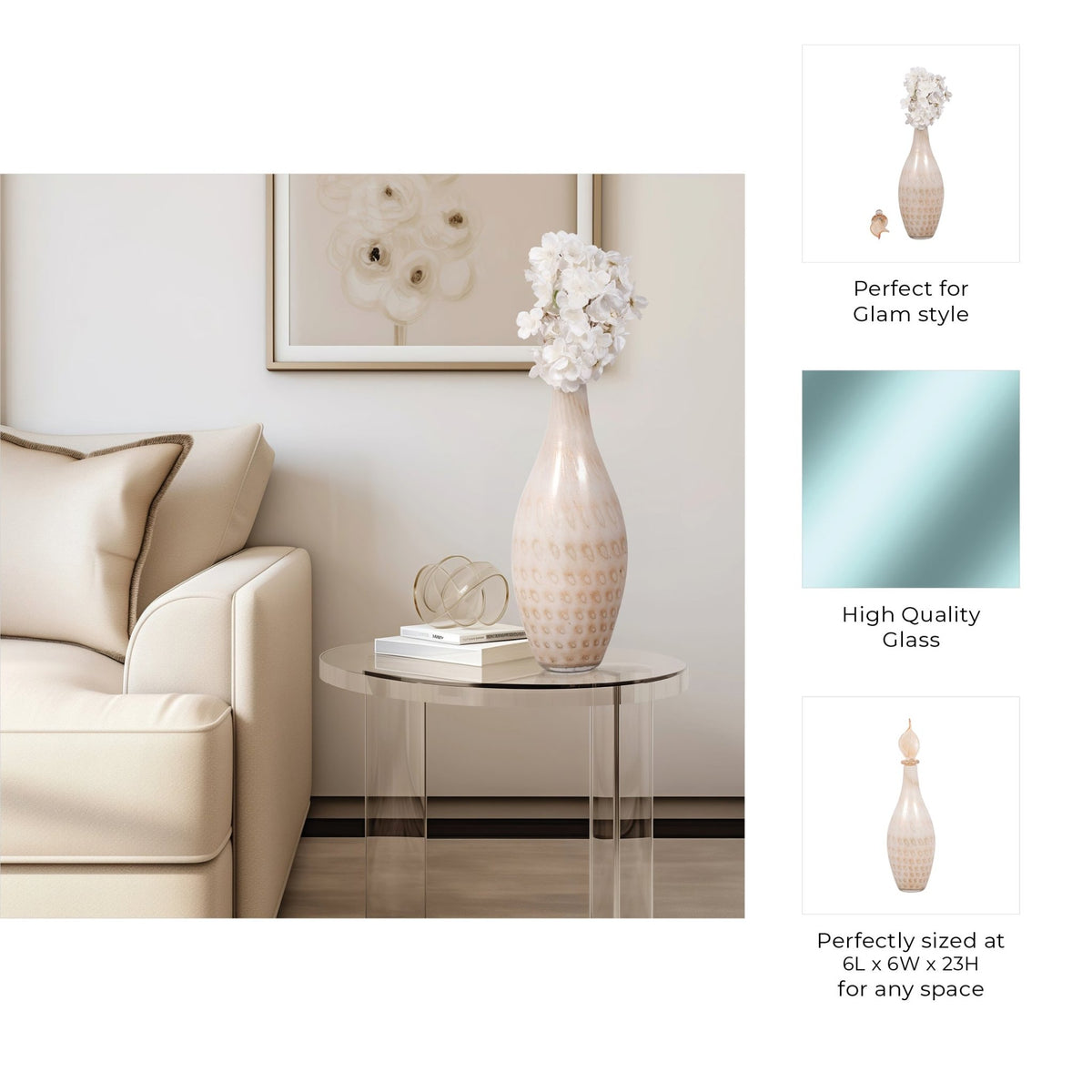 MEIRA LEAF TOPPER GLASS BOTTLE Vases and Jars| Sagebrook Home
