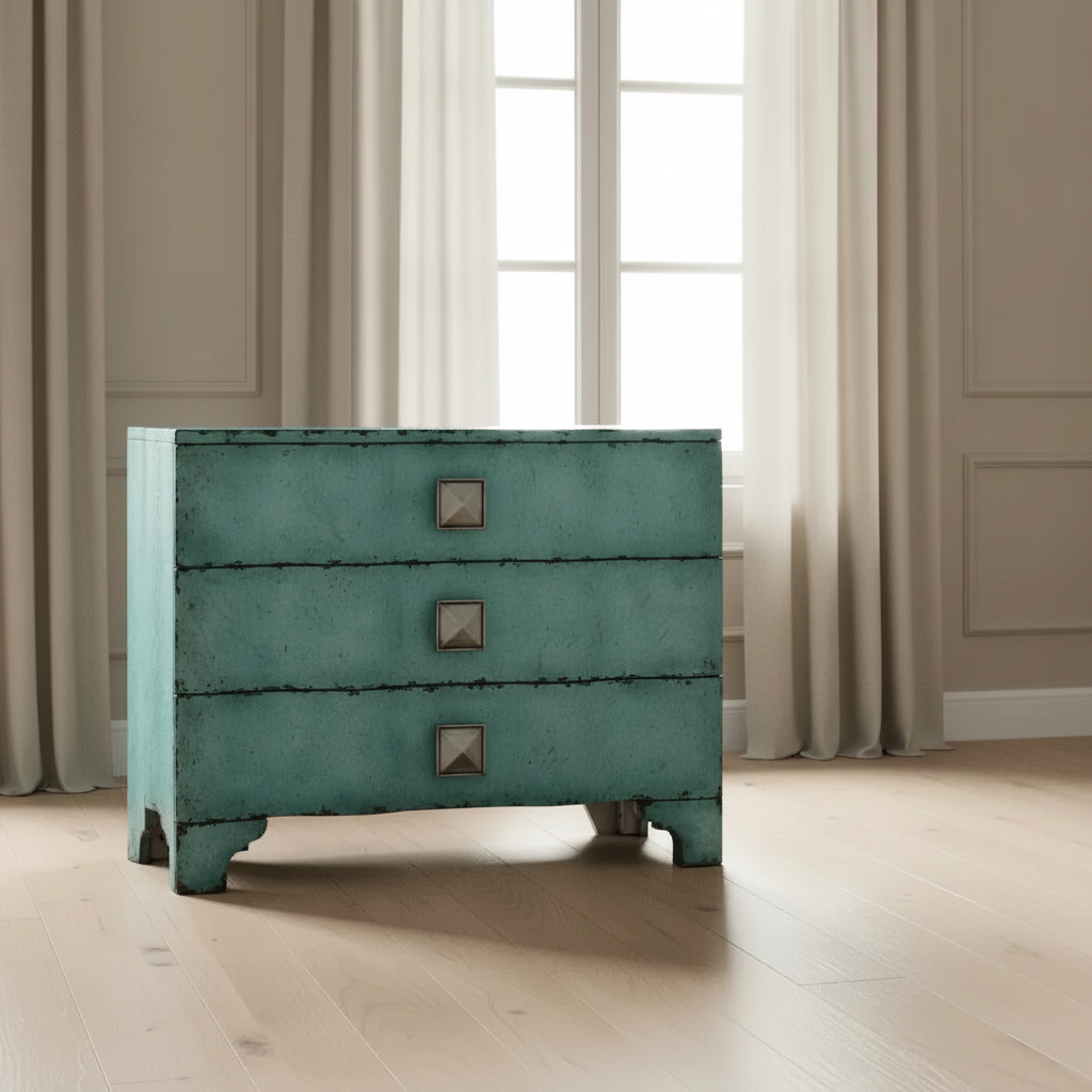Melange Turquoise Crackle Chest Cabinets & Chests| Hooker