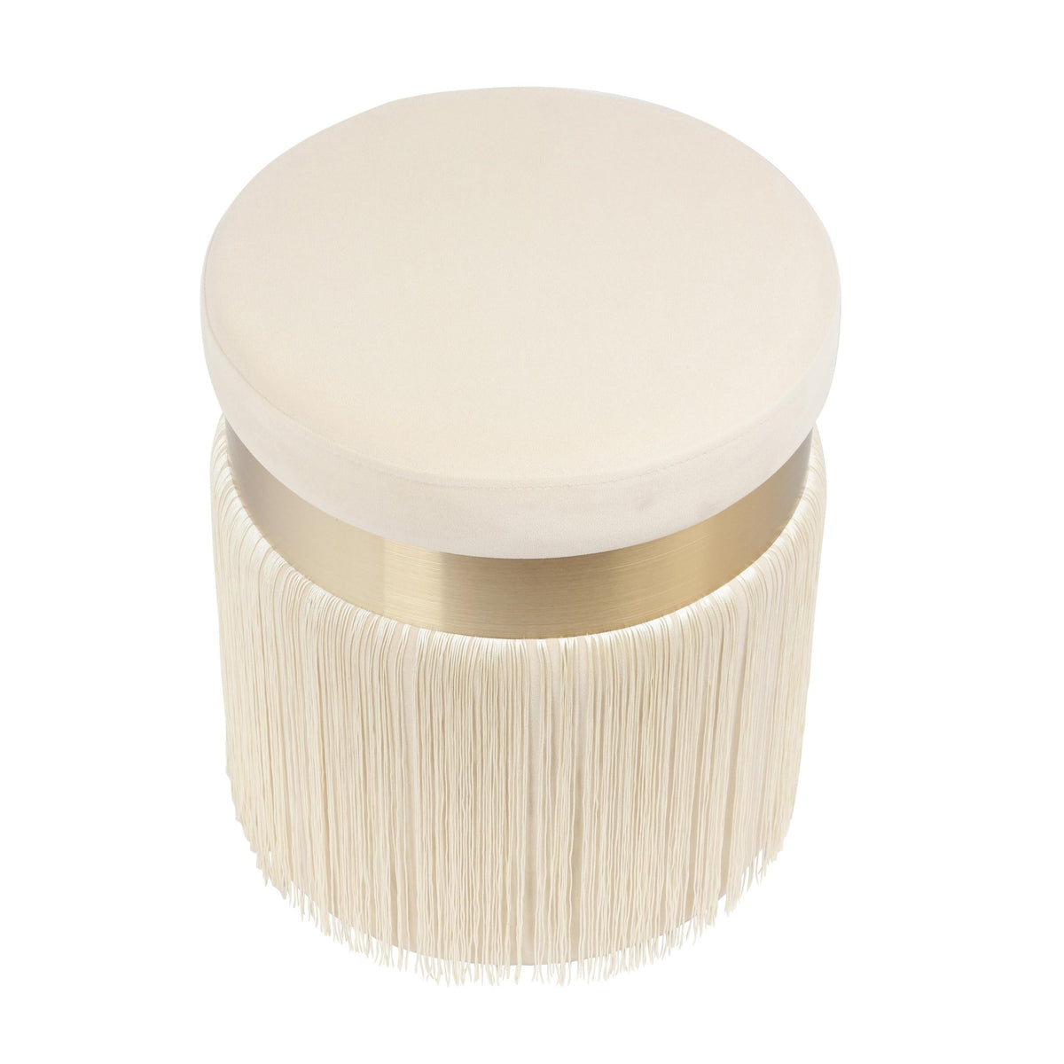 Melody Cream Tasseled Ottoman Ottomans| TOV