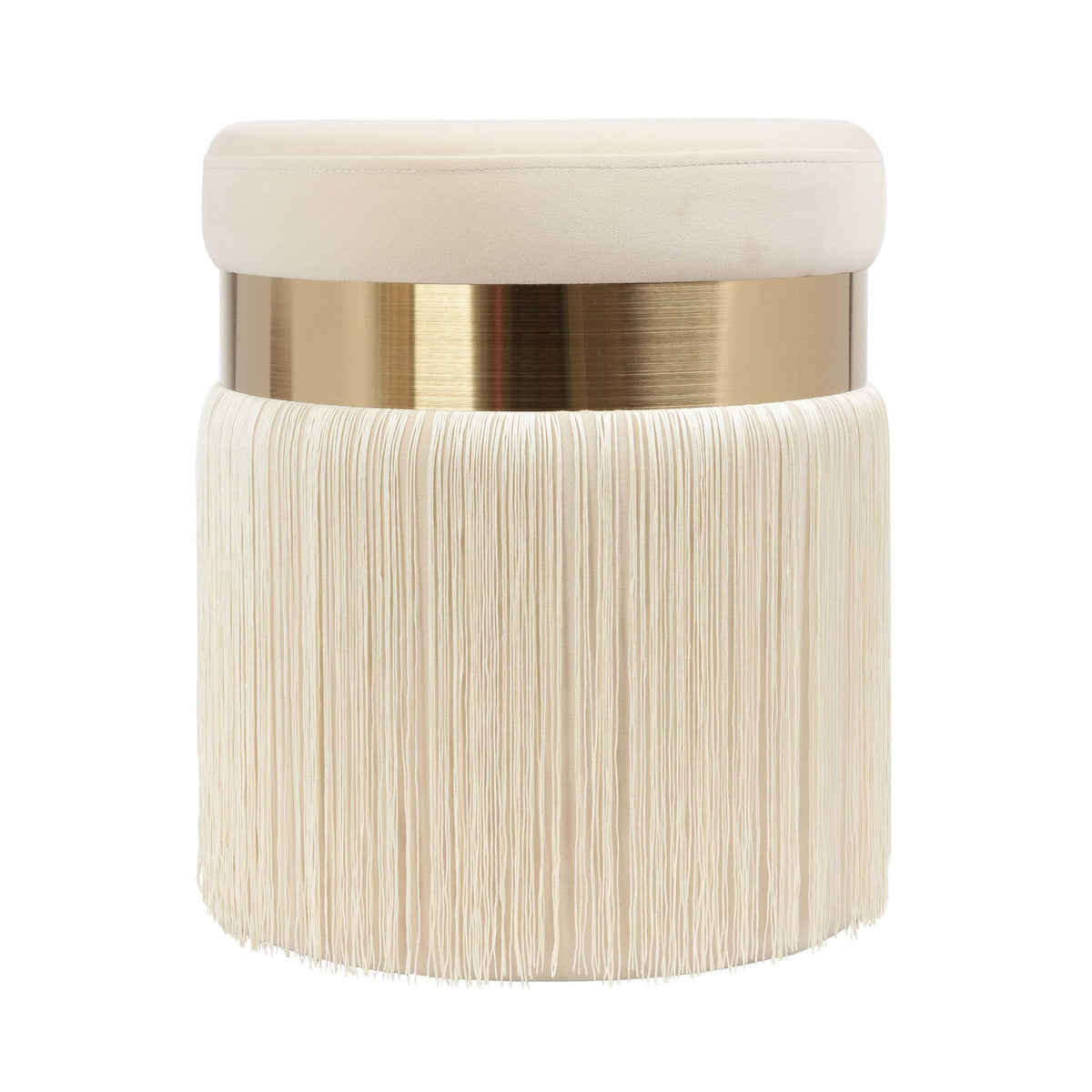 Melody Cream Tasseled Ottoman Ottomans| TOV
