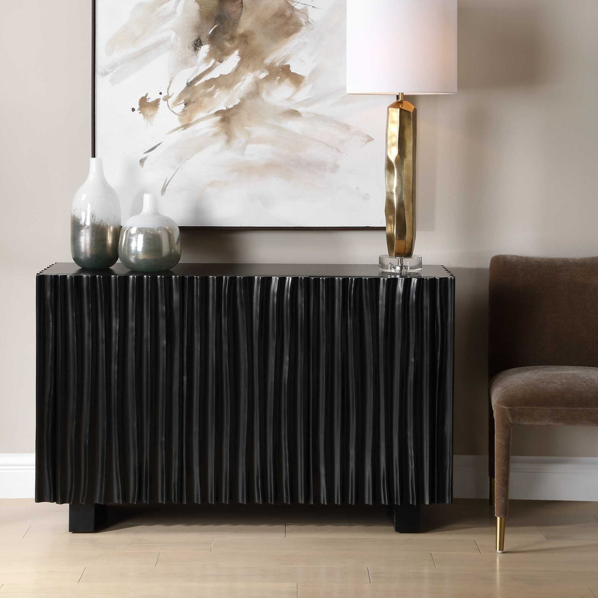 Mercado Black 3 Door Cabinet Cabinets & Chests| Uttermost