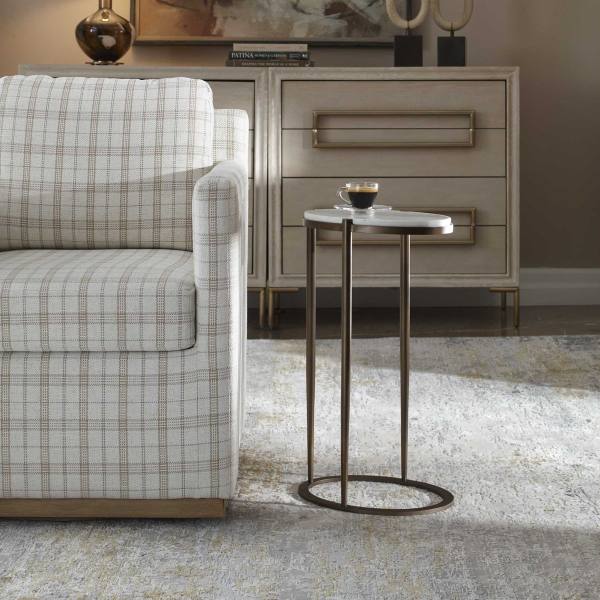 Mercier Round Marble Accent Table Accent & End Tables| Uttermost