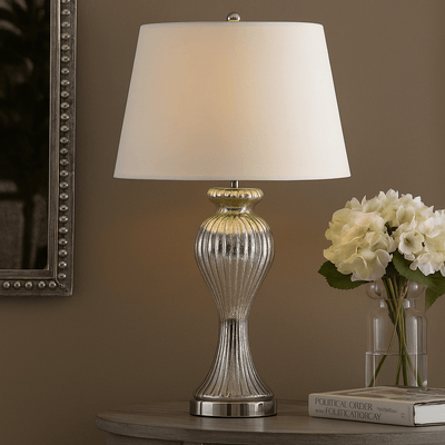 MERCURY GLASS TABLE LAMP 32",NICKLE - Al Rugaib Furniture