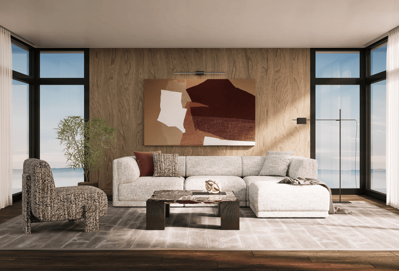 Meryl Beige Sectional Armless (94cm) - Al Rugaib Furniture