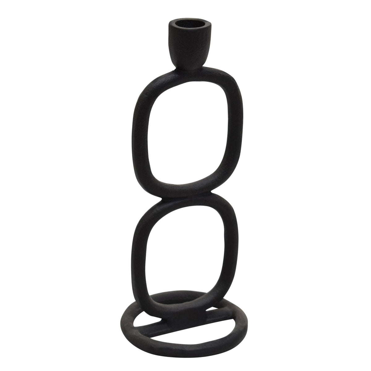 METAL, 10" DOUBLE STACK TAPER CANDLEHOLDER, BLACK Candle Holders| Sagebrook Home