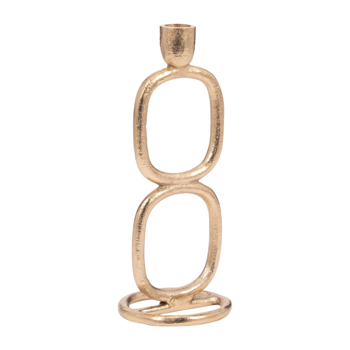 METAL, 10" DOUBLE STACK TAPER CANDLEHOLDER, GOLD Candle Holders| Sagebrook Home