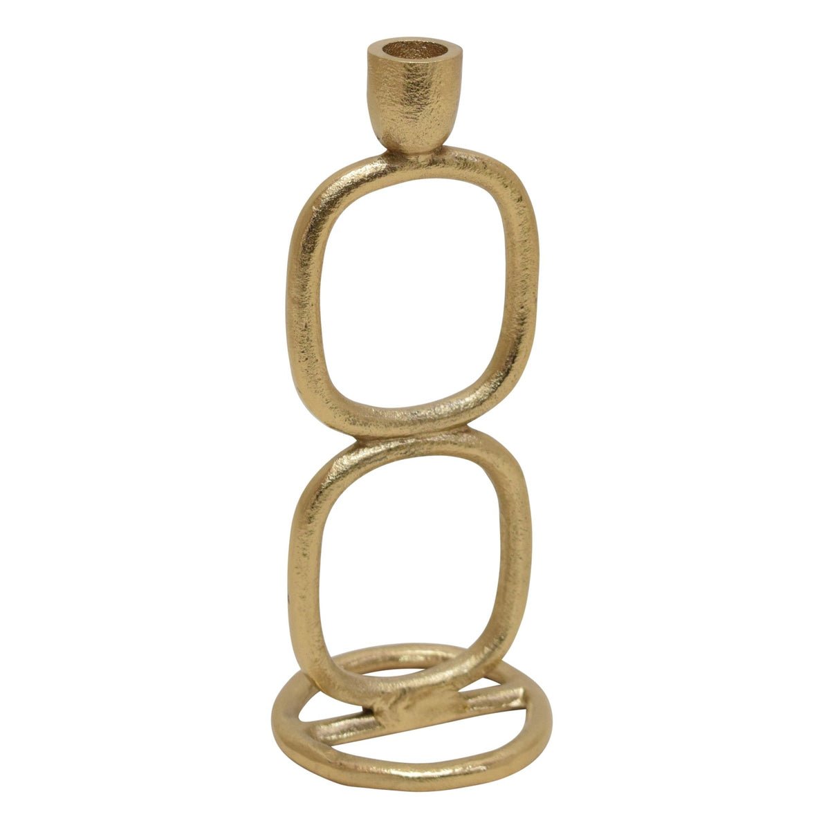 METAL, 10" DOUBLE STACK TAPER CANDLEHOLDER, GOLD Candle Holders| Sagebrook Home