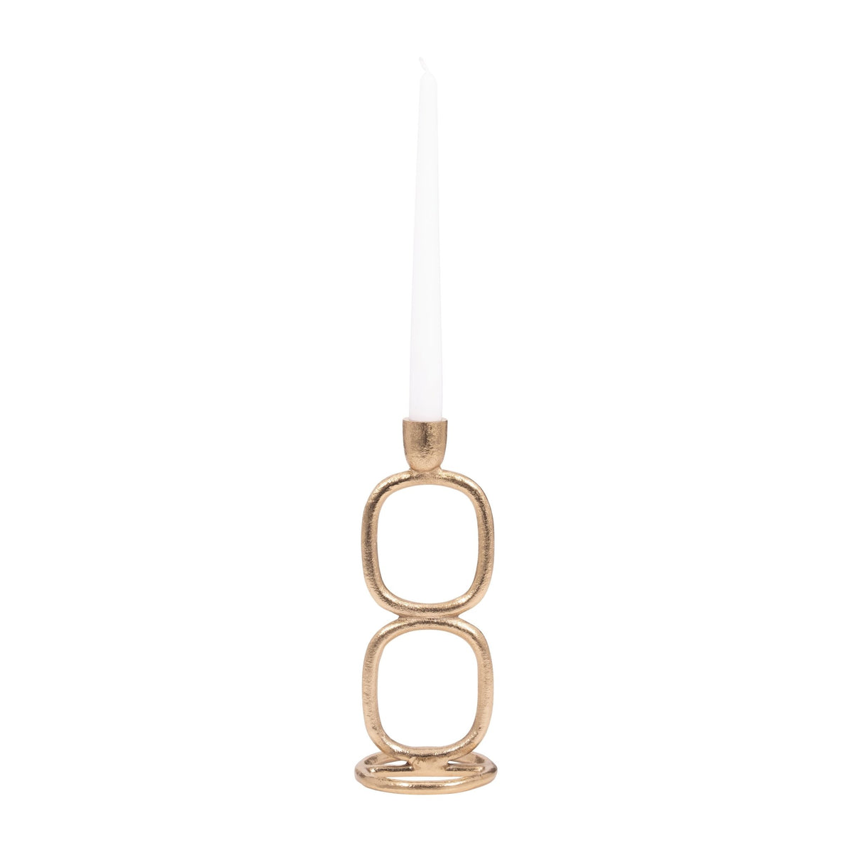 METAL, 10" DOUBLE STACK TAPER CANDLEHOLDER, GOLD Candle Holders| Sagebrook Home