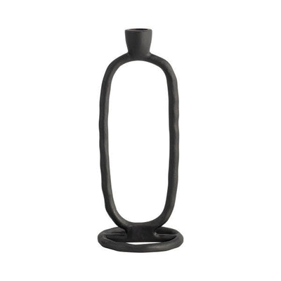 METAL, 10" OPEN OVAL TAPER CANDLEHOLDER, BLACK - Al Rugaib Furniture