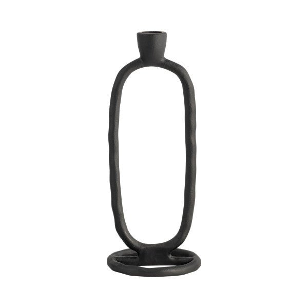 METAL, 10" OPEN OVAL TAPER CANDLEHOLDER, BLACK - Al Rugaib Furniture