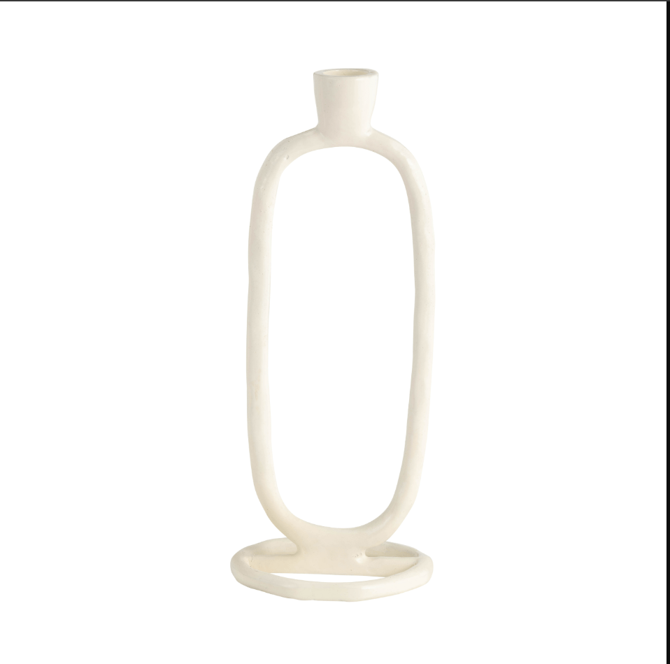 METAL, 10" OPEN OVAL TAPER CANDLEHOLDER, COTTON Candle Holders| Sagebrook Home