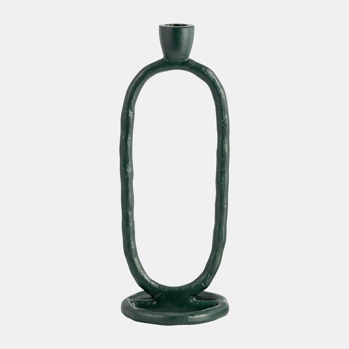 METAL, 10" OPEN OVAL TAPER CANDLEHOLDER, DARK GREE Candle Holders| Sagebrook Home