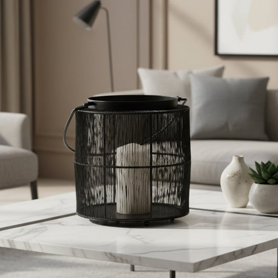 METAL 10.25" WIRE LANTERN, BLACK Candle Holders| Sagebrook Home