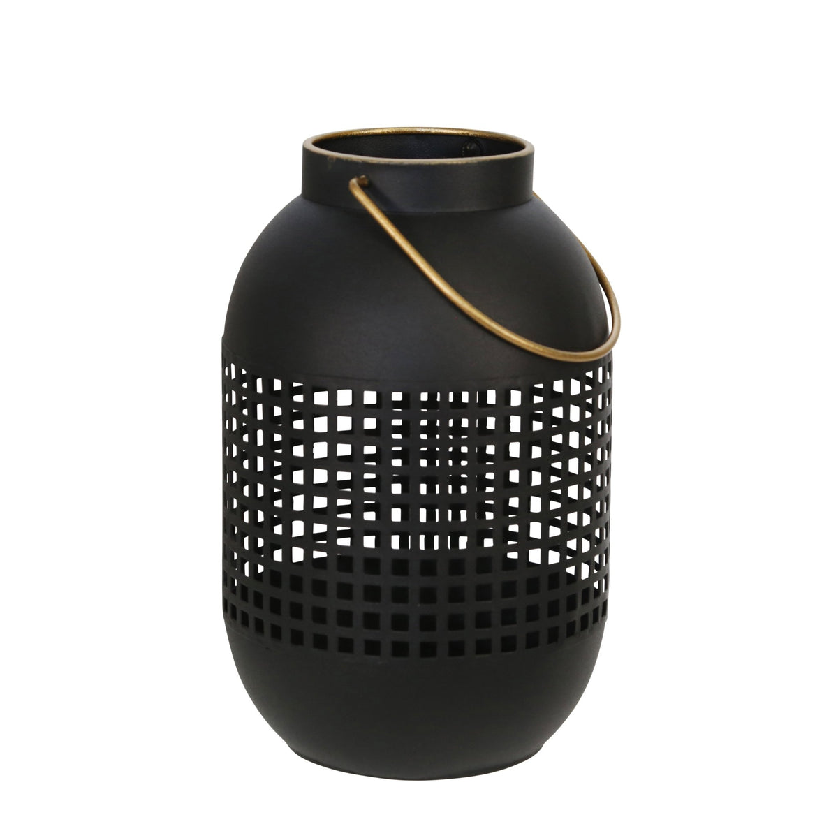 METAL 11" CAGE HURRICANE LANTERN, BLACK Candle Holders| Sagebrook Home