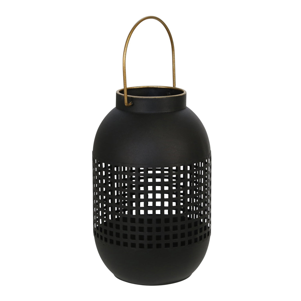 METAL 11" CAGE HURRICANE LANTERN, BLACK Candle Holders| Sagebrook Home