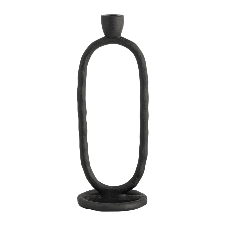 METAL, 11" OPEN OVAL TAPER CANDLEHOLDER, BLACK Candle Holders| Sagebrook Home