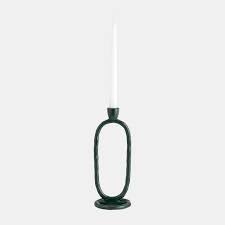 METAL, 11" OPEN OVAL TAPER CANDLEHOLDER, DARK GREE Candle Holders| Sagebrook Home
