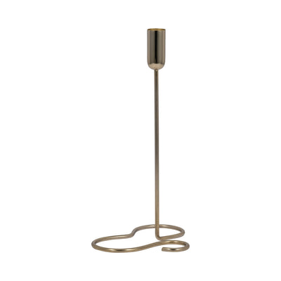 METAL, 11" SQUIGGLY BASE TAPER CANDLEHOLDER, GOLD - Al Rugaib Furniture