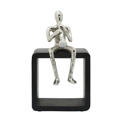 METAL, 11"H MAN W/ CLARINETIST, SILVER - Al Rugaib Furniture