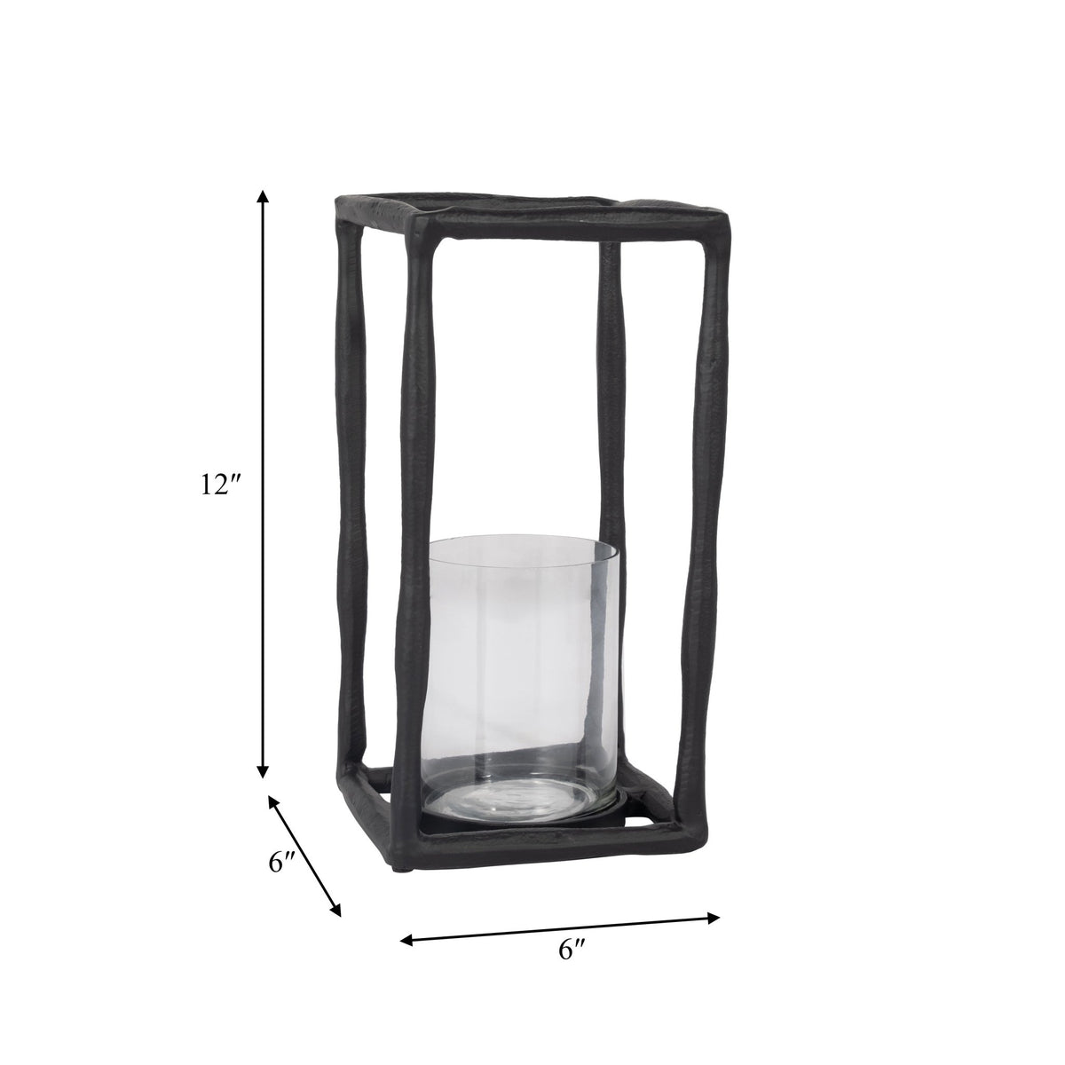 METAL, 12" OPEN SQUARE HURRICANE HOLDER, BLACK Table Decors| Sagebrook Home