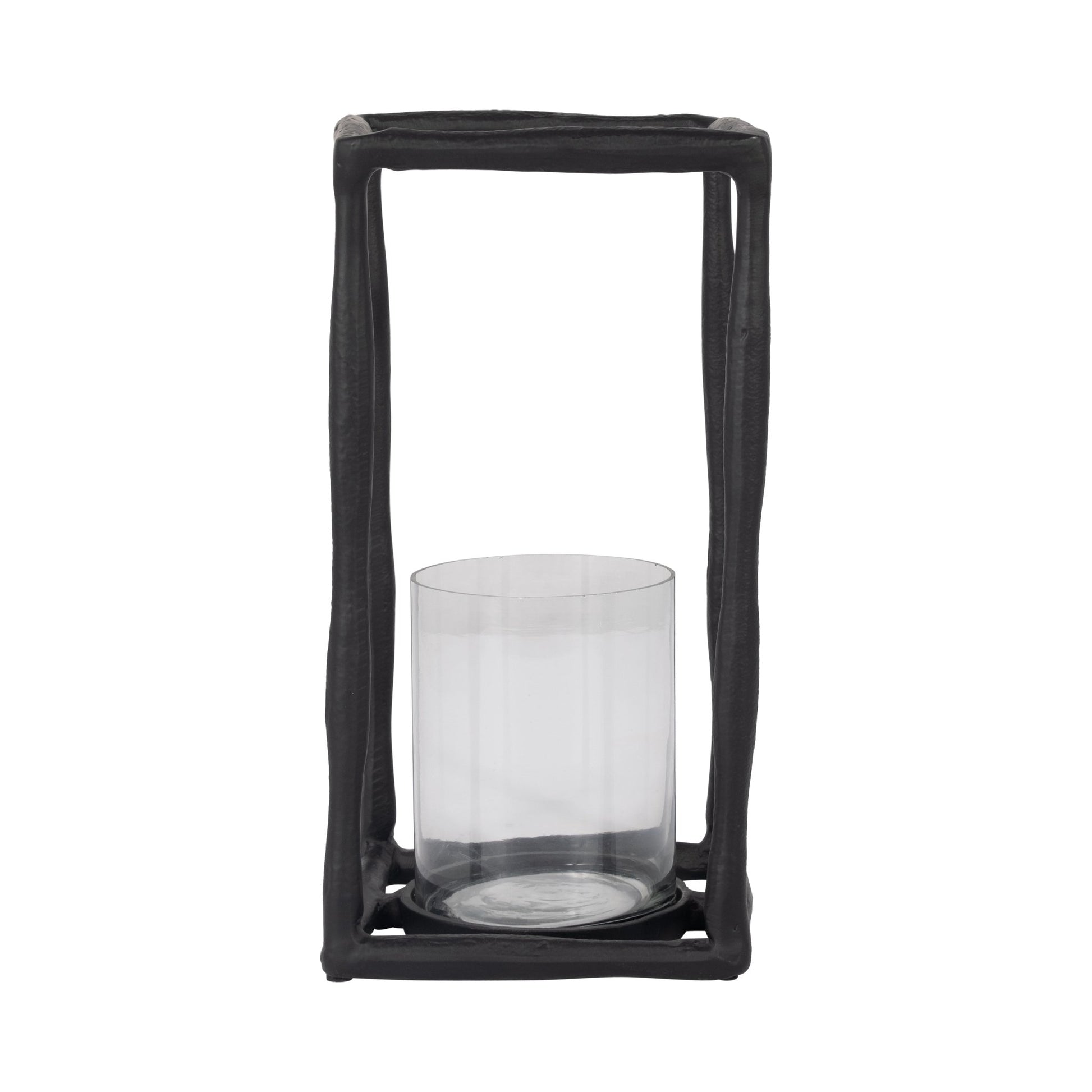 METAL, 12" OPEN SQUARE HURRICANE HOLDER, BLACK Table Decors| Sagebrook Home
