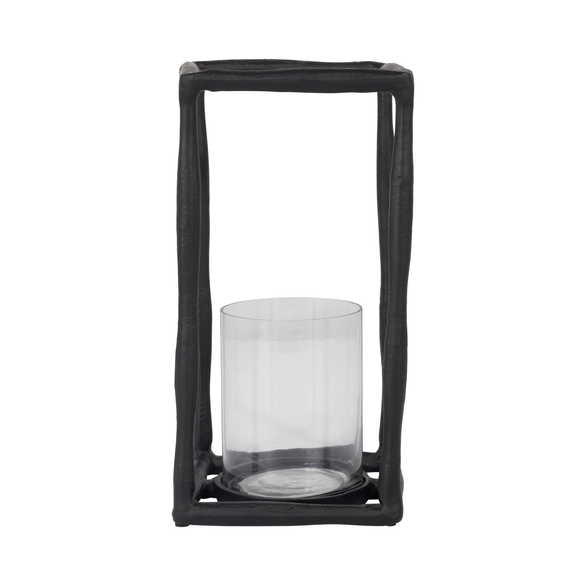 METAL, 12" OPEN SQUARE HURRICANE HOLDER, BLACK Table Decors| Sagebrook Home